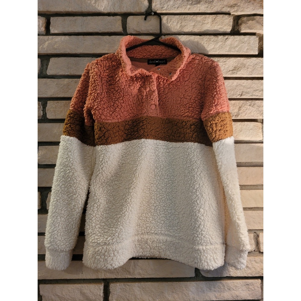 Derek Heart Pink White Chocolate Stripped‎ Pullover Sweater - Small
